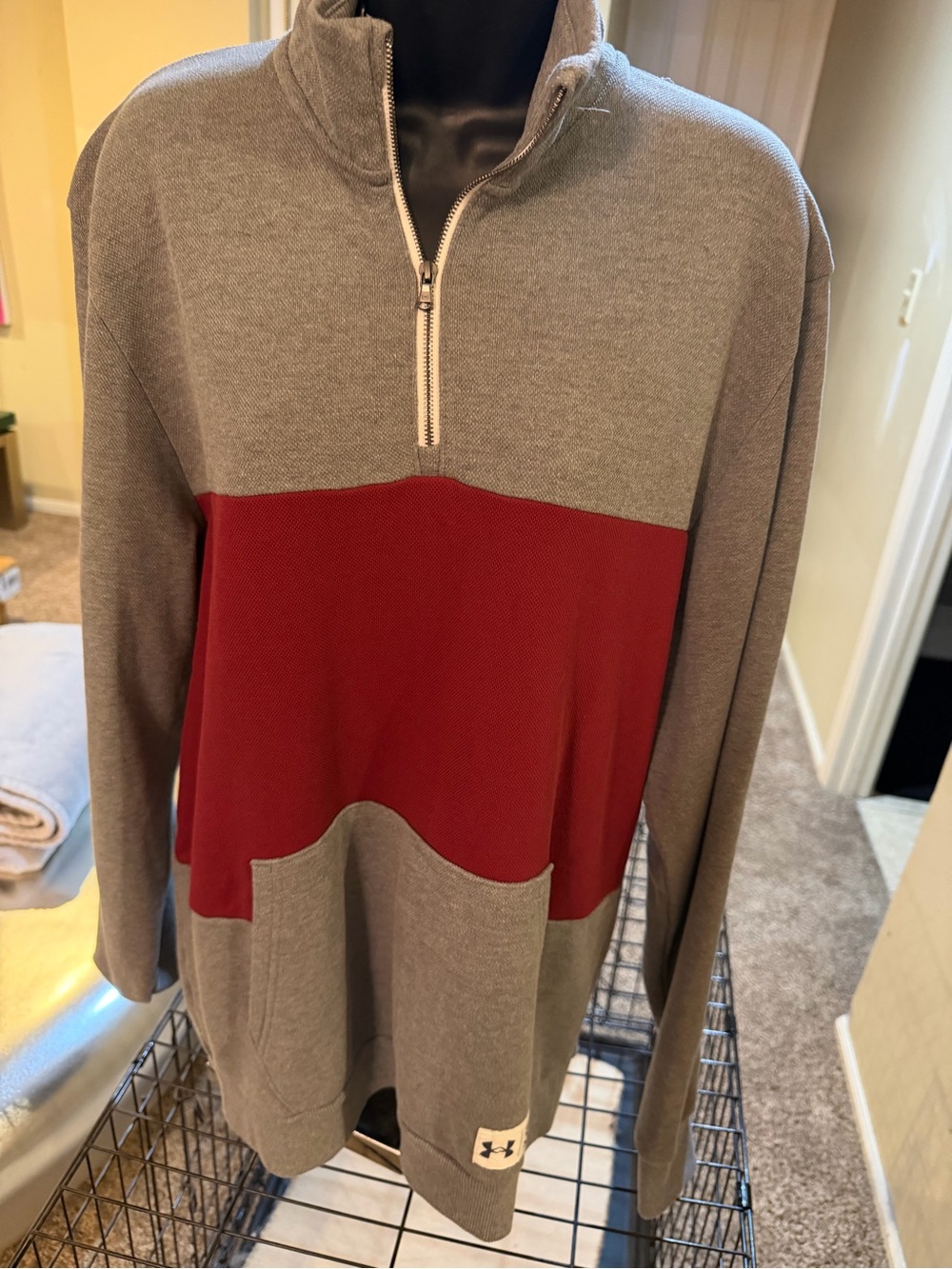 Under Armour Gray and Red Men’s Half-Zip Sweater
